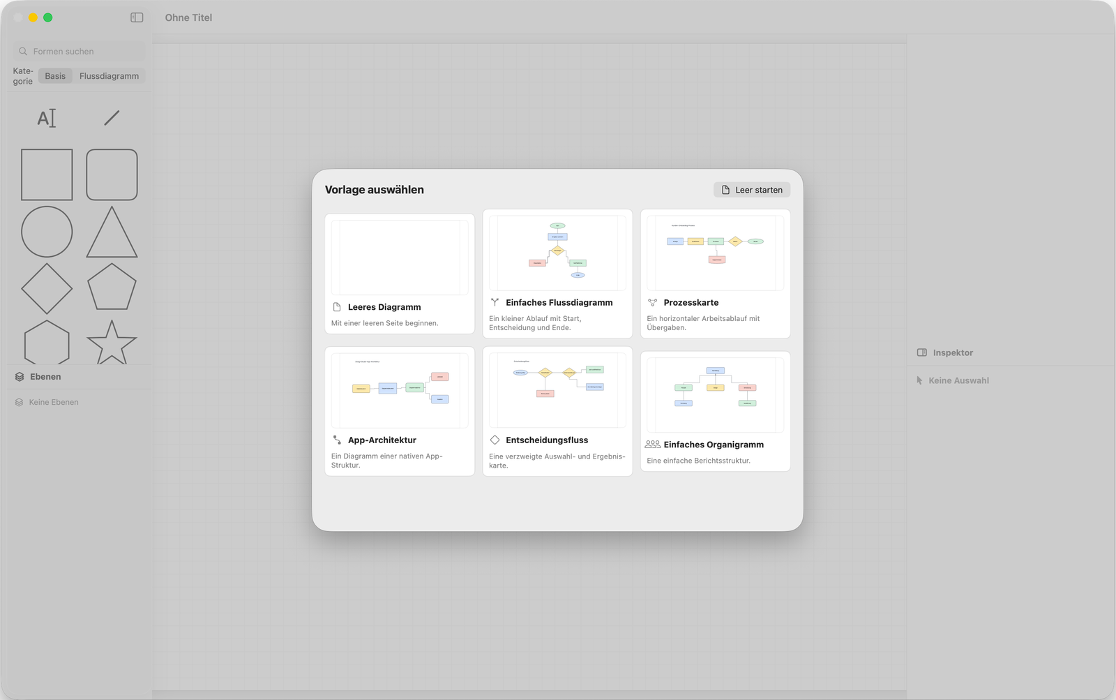 @Design Studio auf dem Mac: leere Arbeitsfläche oder Starter-Vorlage wählen