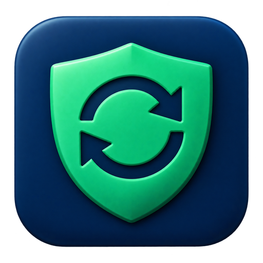 App-icoon van Aurelius SyncGuard: een groen schild met synchronisatiepijlen